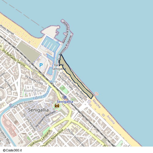 Posizione della spiaggia Spiaggia nei pressi di Lungomare Guglielmo Marconi 13 bis, Senigallia, 60019