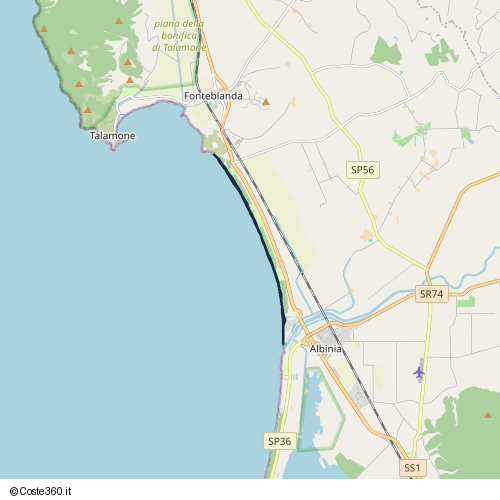 Posizione della spiaggia Spiaggia nei pressi di Via Aurelia, Orbetello, 58015