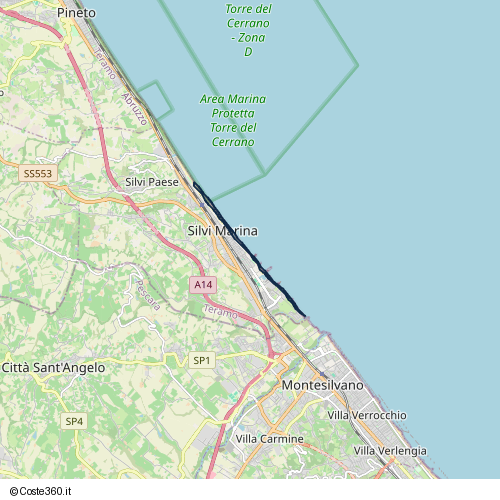 Posizione della spiaggia Spiaggia nei pressi di Piazza Colombo 1, Silvi, 64029