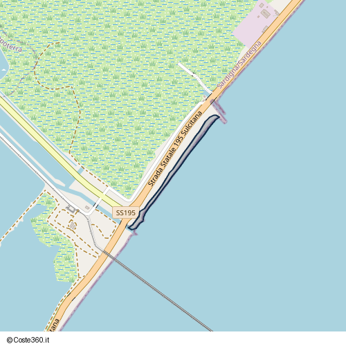 Posizione della spiaggia Spiaggia nei pressi di Strada statale Sulcitana, Sant'Avendrace-Santa Gilla, Casteddu/Cagliari, 09012