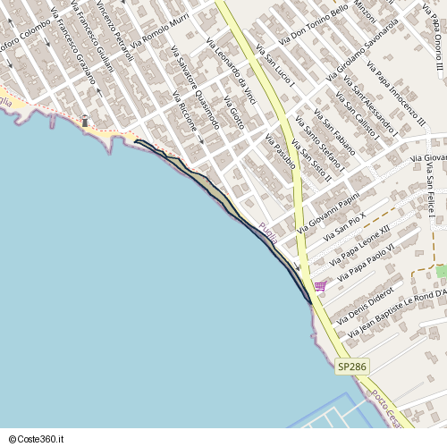 Posizione della spiaggia Spiaggia nei pressi di Via Riccione 121, Poggio Bellanova, Porto Cesareo