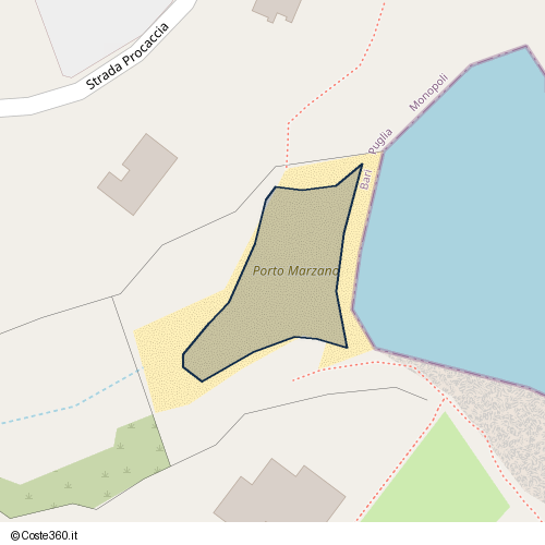 Posizione della spiaggia Spiaggia nei pressi di Strada Procaccia, Monopoli, 70043