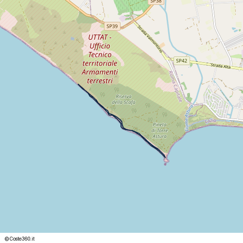 Posizione della spiaggia Spiaggia nei pressi di Nettuno