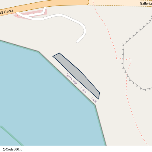 Posizione della spiaggia Spiaggia nei pressi di Strada Regionale 213 Flacca, Sperlonga, 04029
