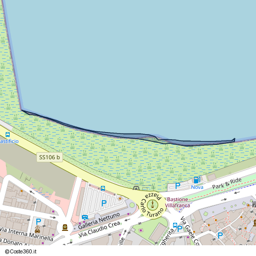 Posizione della spiaggia Spiaggia nei pressi di Via Giosuè Carducci, Crotone, 88900