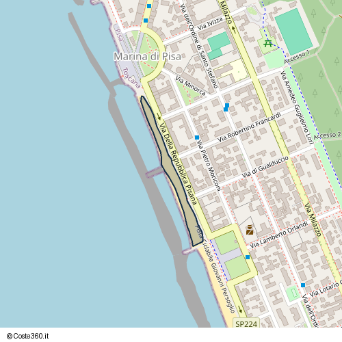 Posizione della spiaggia Spiaggia nei pressi di Pista Ciclabile Giovanni Persoglio, Pisa, 56128