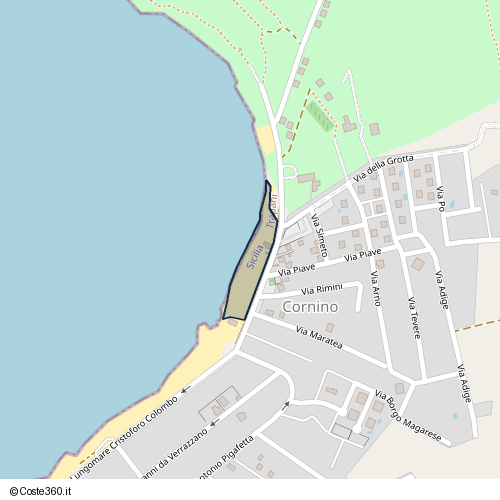 Posizione della spiaggia Spiaggia nei pressi di Via Lungomare Cristoforo Colombo, Cornino, 91015