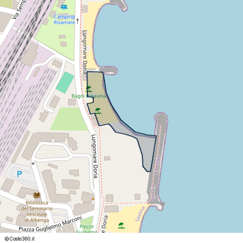 Posizione della spiaggia Spiaggia nei pressi di Lungomare Doria, Albenga, 17031