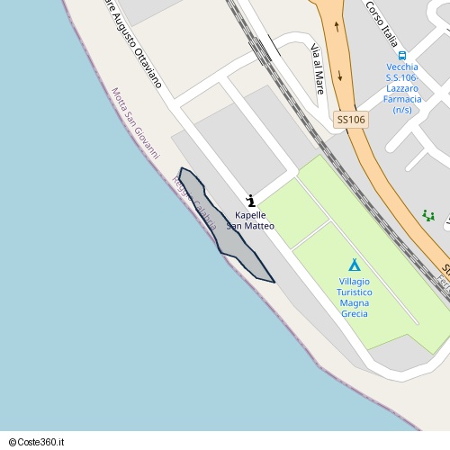 Posizione della spiaggia Spiaggia nei pressi di Lungomare Augusto Ottaviano, Lazzàro, 89062