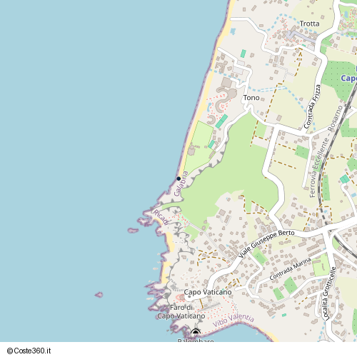 Posizione della spiaggia Spiaggia nei pressi di Loclaità Punta Tono, Ricadi, 89866