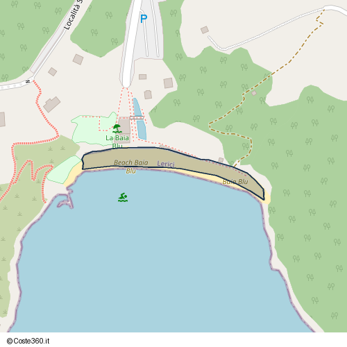 Posizione della spiaggia Spiaggia nei pressi di Località Santa Teresa, Lerici, 19137