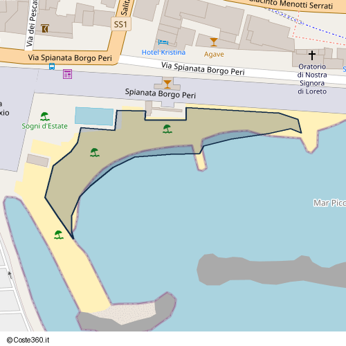 Posizione della spiaggia Spiaggia nei pressi di Oneglia, Imperia, 18100