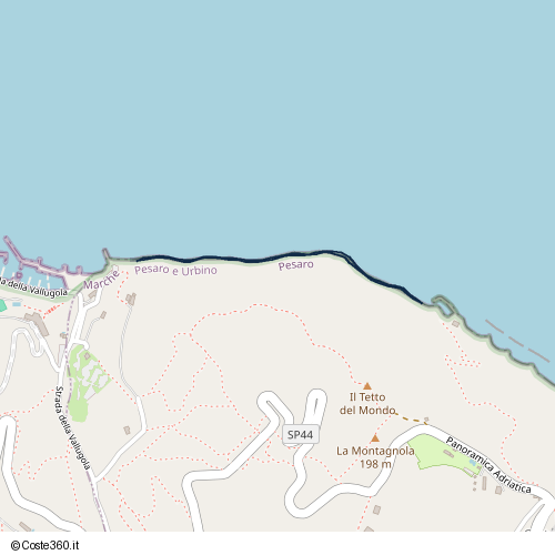 Posizione della spiaggia Spiaggia nei pressi di Panoramica Adriatica, Pesaro, 61012