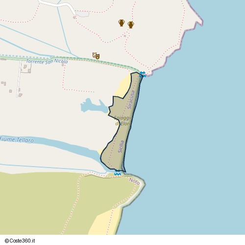 Posizione della spiaggia Spiaggia nei pressi di ex Via Elorina, Noto, 96017