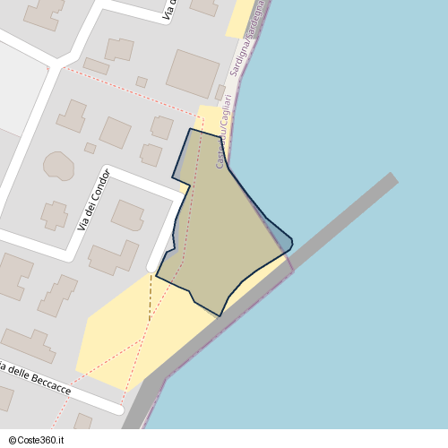 Posizione della spiaggia Spiaggia nei pressi di Via dei Condor, Frutti d'Oro, Cabuderra/Capoterra, 09012