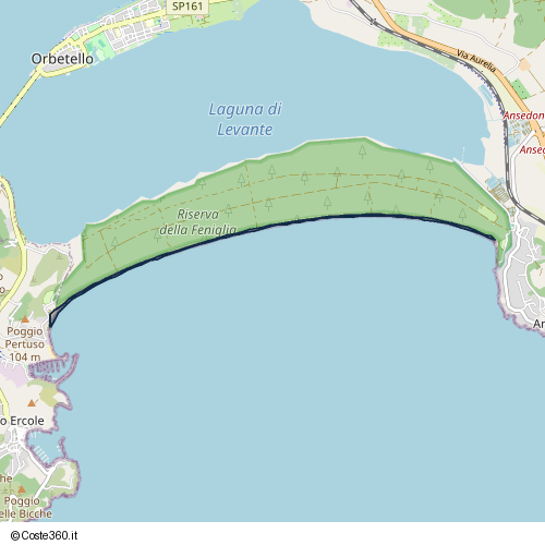 Posizione della spiaggia Spiaggia nei pressi di Varco 3, Orbetello, 58018