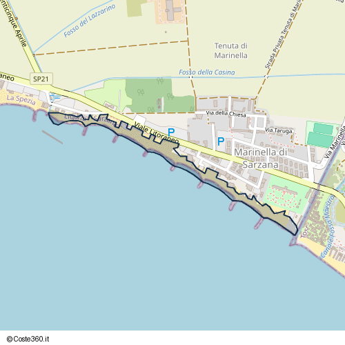 Posizione della spiaggia Spiaggia nei pressi di Viale Litoraneo, Sarzana, 19030