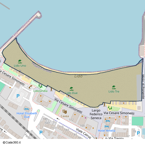 Posizione della spiaggia Spiaggia nei pressi di Via Cesare Simonetti, Fano, 61032