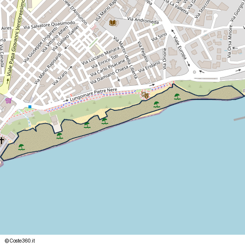 Posizione della spiaggia Spiaggia nei pressi di Lungomare Pietre Nere, Pozzallo, 97016