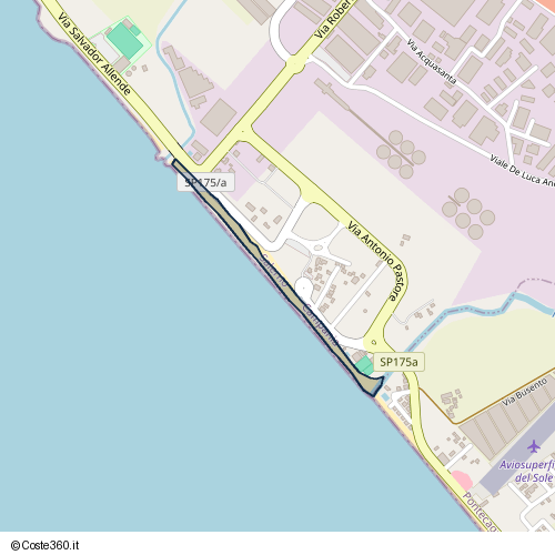 Posizione della spiaggia Spiaggia nei pressi di Via Salvador Allende, Salerno, 84131