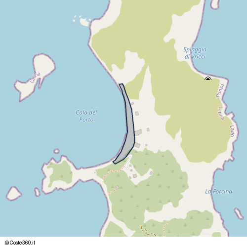 Posizione della spiaggia Spiaggia nei pressi di sentiero di Benedetto, Ponza