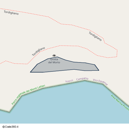 Posizione della spiaggia Spiaggia nei pressi di Tordigliano, Vico Equense, 80060