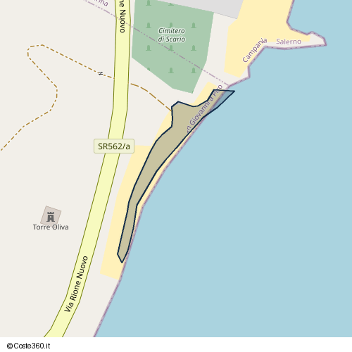 Posizione della spiaggia Spiaggia nei pressi di Via Rione Nuovo, San Giovanni a Piro, 84067