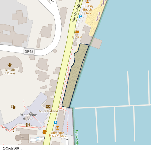 Posizione della spiaggia Spiaggia nei pressi di Via Montegrillo, Bacoli, 80070