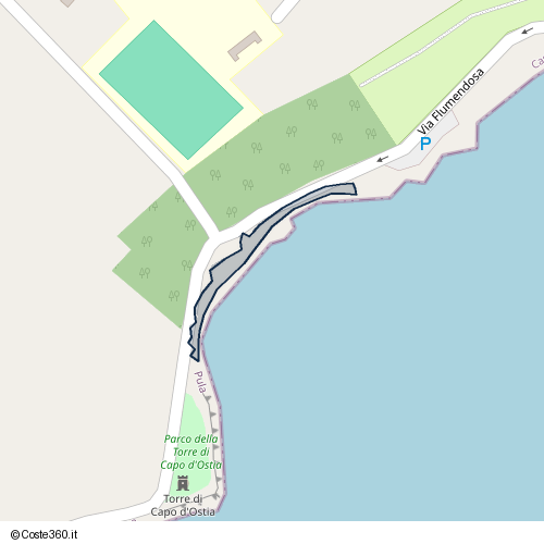 Posizione della spiaggia Spiaggia nei pressi di Via Flumendosa, Pula, 09050