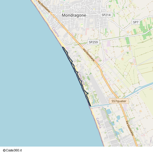 Posizione della spiaggia Spiaggia nei pressi di Mondragone, 81034