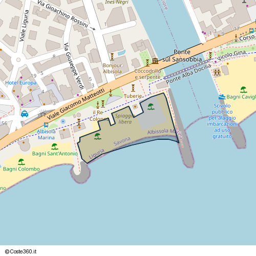 Posizione della spiaggia Spiaggia nei pressi di Lungomare degli Artisti, Albissola Marina, 17012