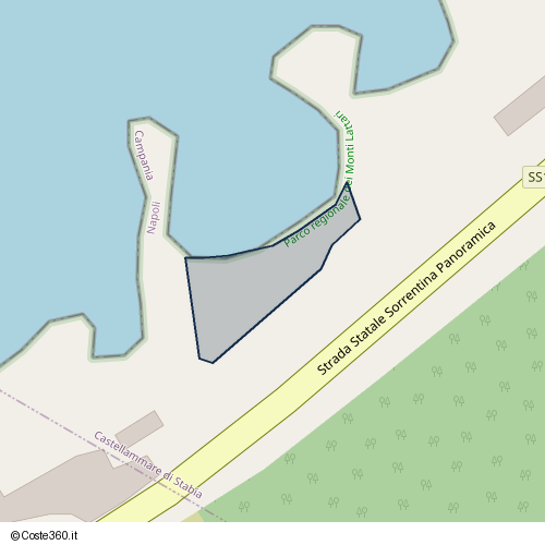 Posizione della spiaggia Spiaggia nei pressi di Strada Statale Sorrentina Panoramica, Castellammare di Stabia, 80069