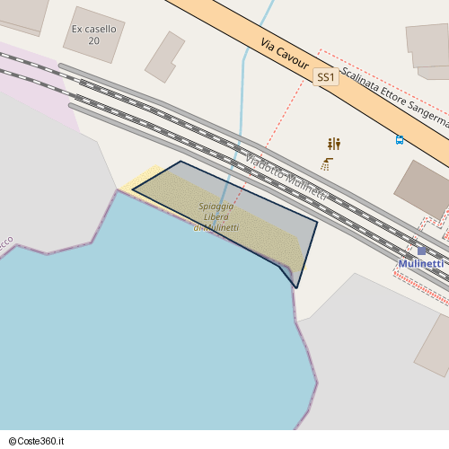 Posizione della spiaggia Spiaggia nei pressi di Via Cavour, Mulinetti, Recco, 16036