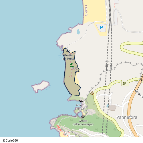 Posizione della spiaggia Spiaggia nei pressi di Contrada Tufo, Vannefora, San Nicola Arcella, 87028