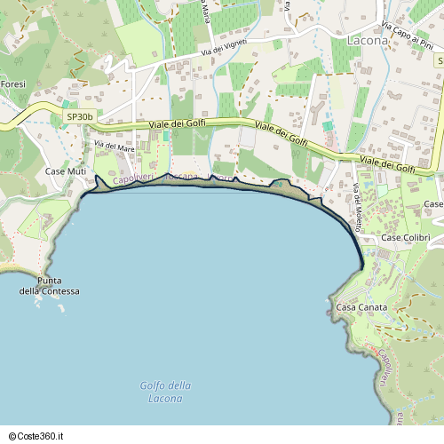 Posizione della spiaggia Spiaggia nei pressi di Via dei Golfi, Lacona, 57031