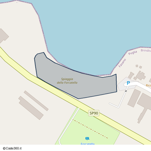 Posizione della spiaggia Spiaggia nei pressi di SP90, Fasano, 72016