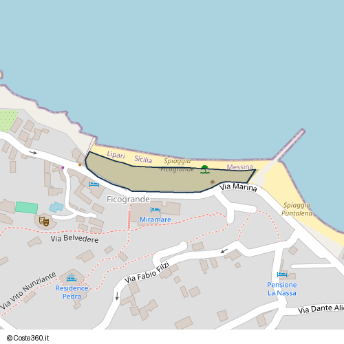 Posizione della spiaggia Spiaggia nei pressi di Via Marina, Lipari, 98050