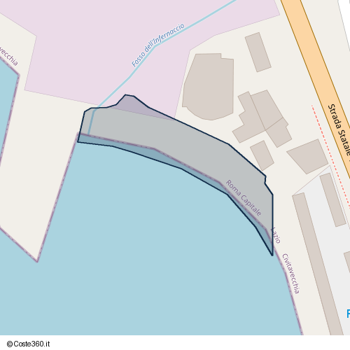 Posizione della spiaggia Spiaggia nei pressi di Strada Statale 1 Aurelia, Borgo Odescalchi, Civitavecchia, 00053