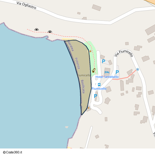 Posizione della spiaggia Spiaggia nei pressi di Maratea, 85046