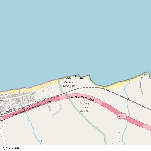 Posizione della spiaggia Spiaggia nei pressi di Galleria Mongiove, Patti, 98066