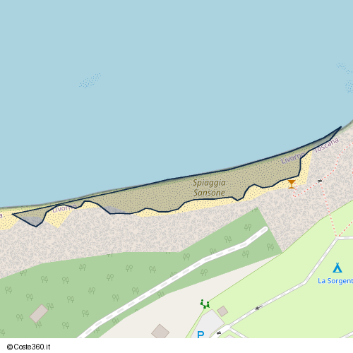 Posizione della spiaggia Spiaggia nei pressi di Sentiero La Sorgente - Sansone, Portoferraio, 57037