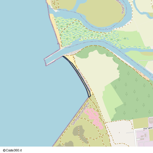 Posizione della spiaggia Spiaggia nei pressi di Via Sant'Antioco, Santa Justa/Santa Giusta, 09096