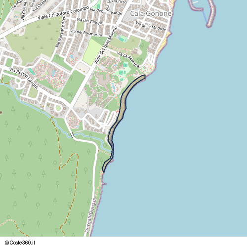 Posizione della spiaggia Spiaggia nei pressi di Via Sos Dorroles, Cala Gonone, 08022