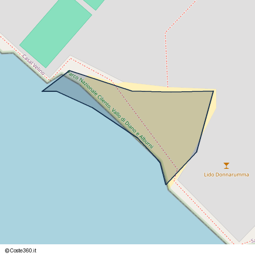 Posizione della spiaggia Spiaggia nei pressi di Via Isola, Casal Velino, 84046