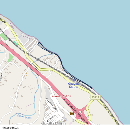 Posizione della spiaggia Spiaggia nei pressi di Altavilla Milicia, 90010