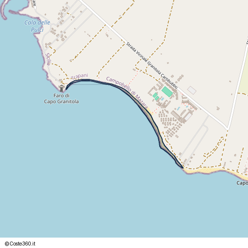 Posizione della spiaggia Spiaggia nei pressi di Strada Vicinale Granitola Cartibubbo, Campobello di Mazara, 91021