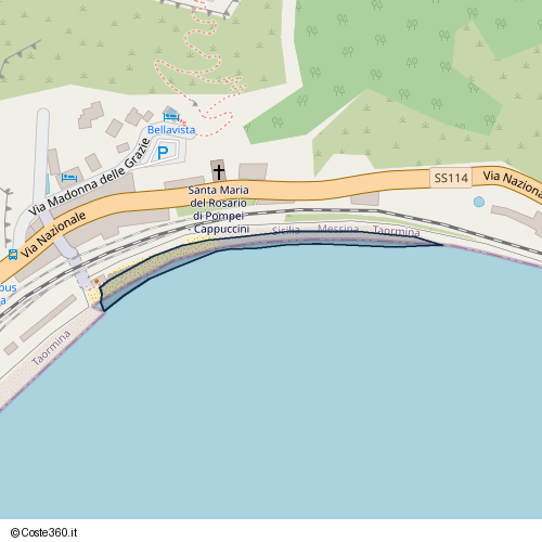Posizione della spiaggia Spiaggia nei pressi di Via Nazionale, Taormina, 98039