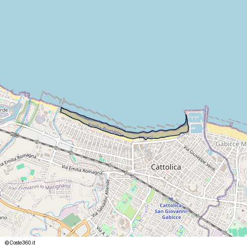 Posizione della spiaggia Spiaggia nei pressi di Via Bologna, Cattolica, 61011