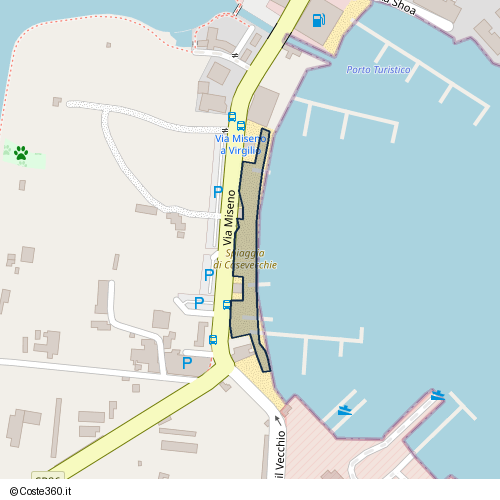 Posizione della spiaggia Spiaggia nei pressi di Via Miseno, Bacoli, 80070