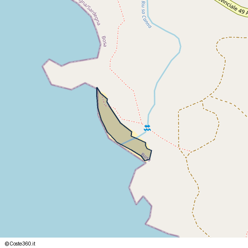 Posizione della spiaggia Spiaggia nei pressi di SP49, Bosa, 08013